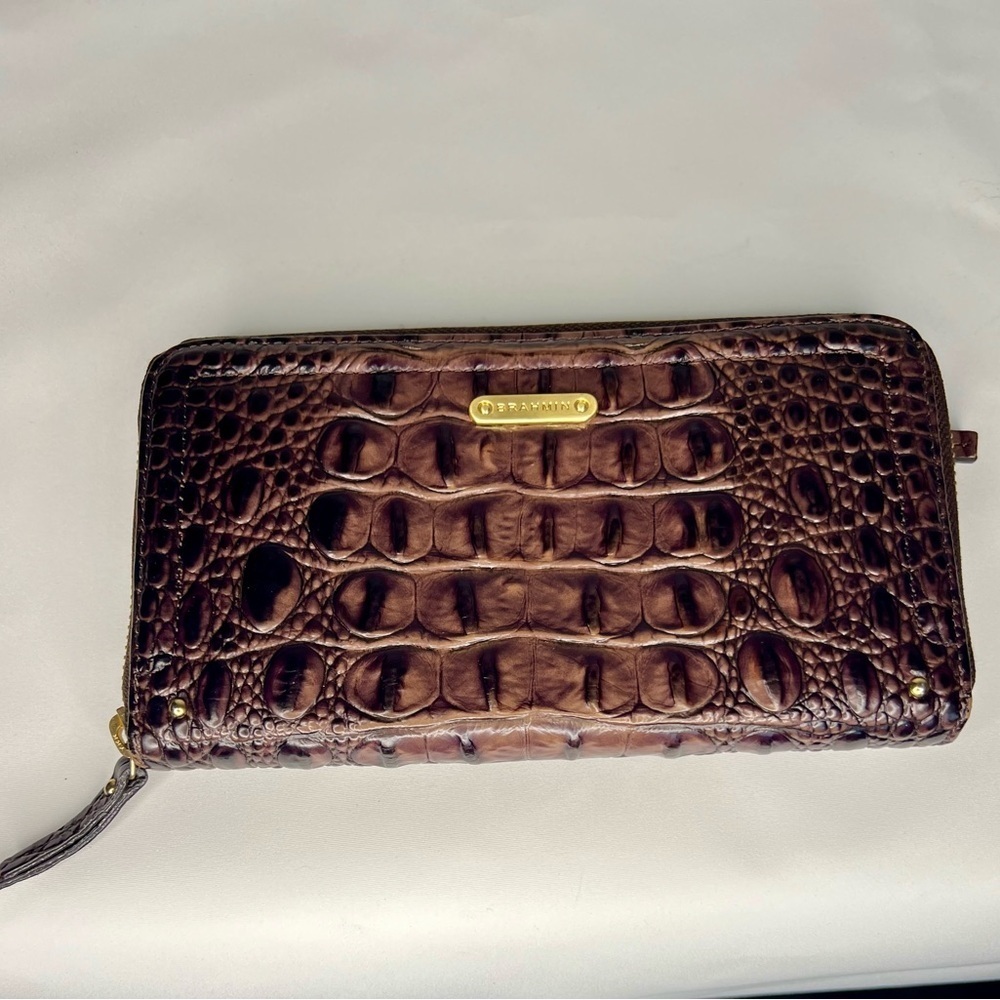 Rare Brahmin Louise Rose Satchel and Wallet Set Snake Croc Embossed Leather - Picture 15 of 15